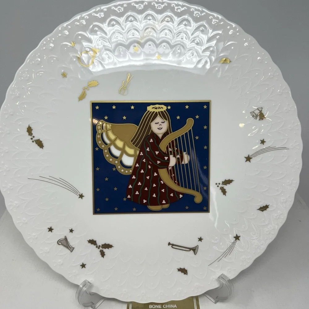 Mikasa‎ Christmas  Cake Plate and Server Holiday Angel Heavenly Joy Open Box